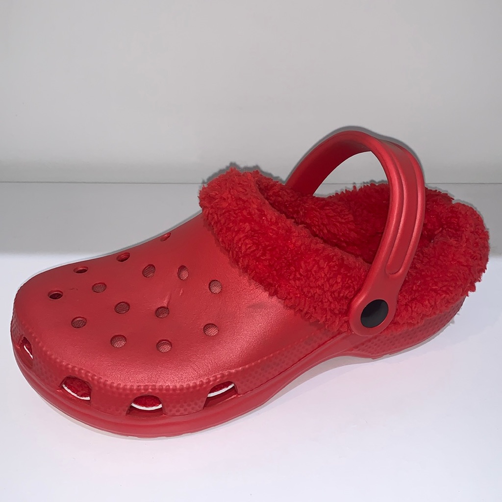Red Clogs With Fur Lining
